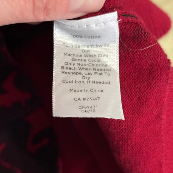 Talbots Cardigan Sweater Womens Small Red Black Paisley Career Church Classic - Picture 10 of 10